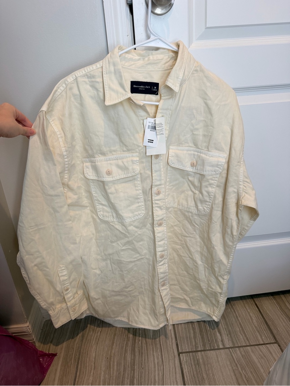Abercrombie & Fitch Men's Off-White Utility Shirt Jacket